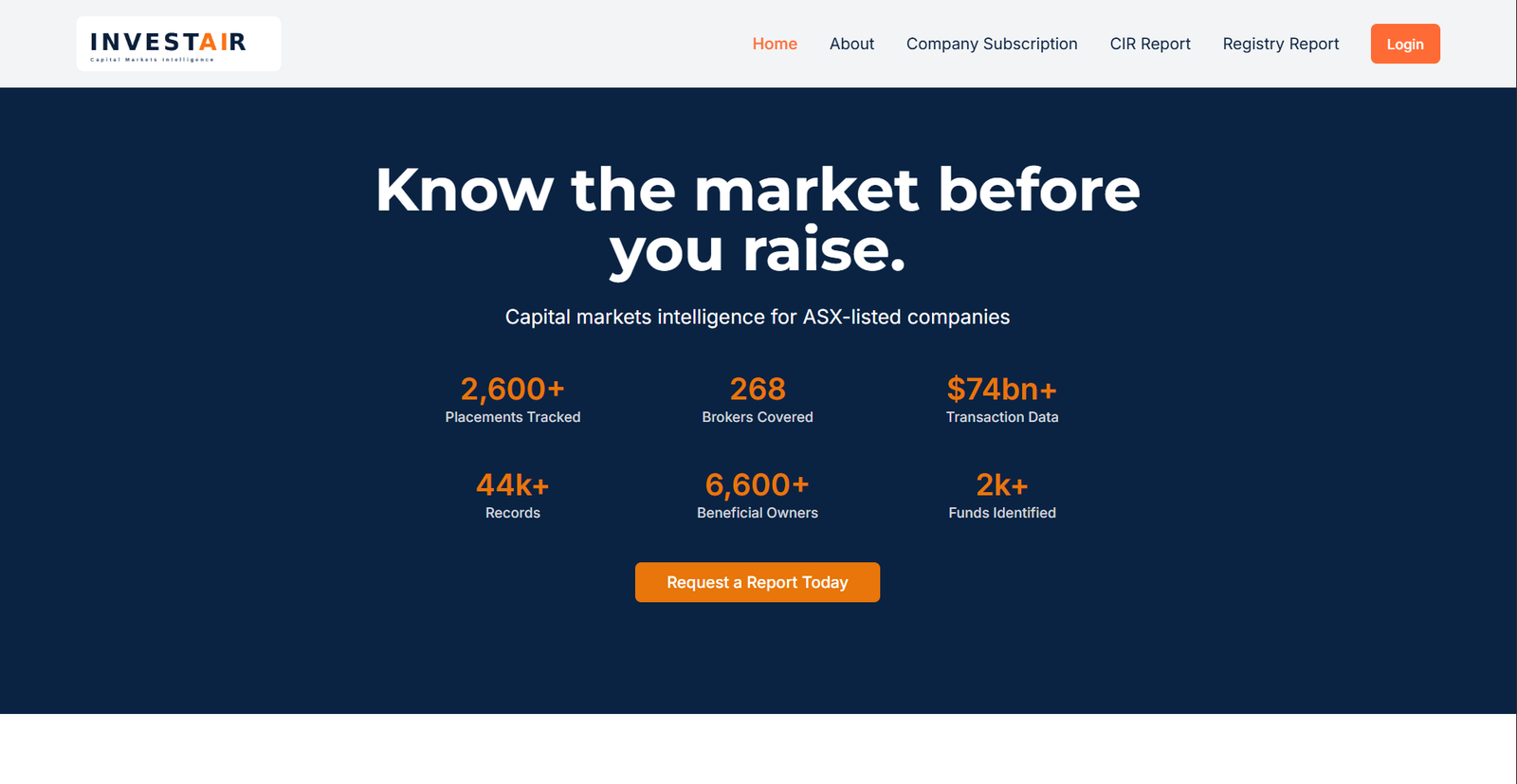 InvestAir capital markets intelligence website